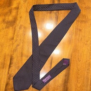 Ralph Lauren Purple Label Navy Tie with Pink Polka Dots